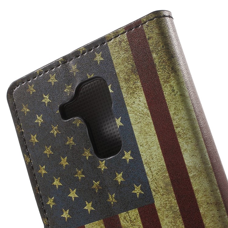 Leather Stand Cover with Card Slots for Huawei Honor 5c / GT3 - Retro American Flag-6