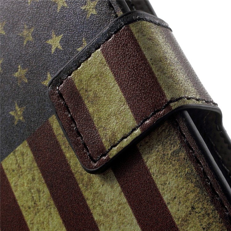 Leather Stand Cover with Card Slots for Huawei Honor 5c / GT3 - Retro American Flag-7