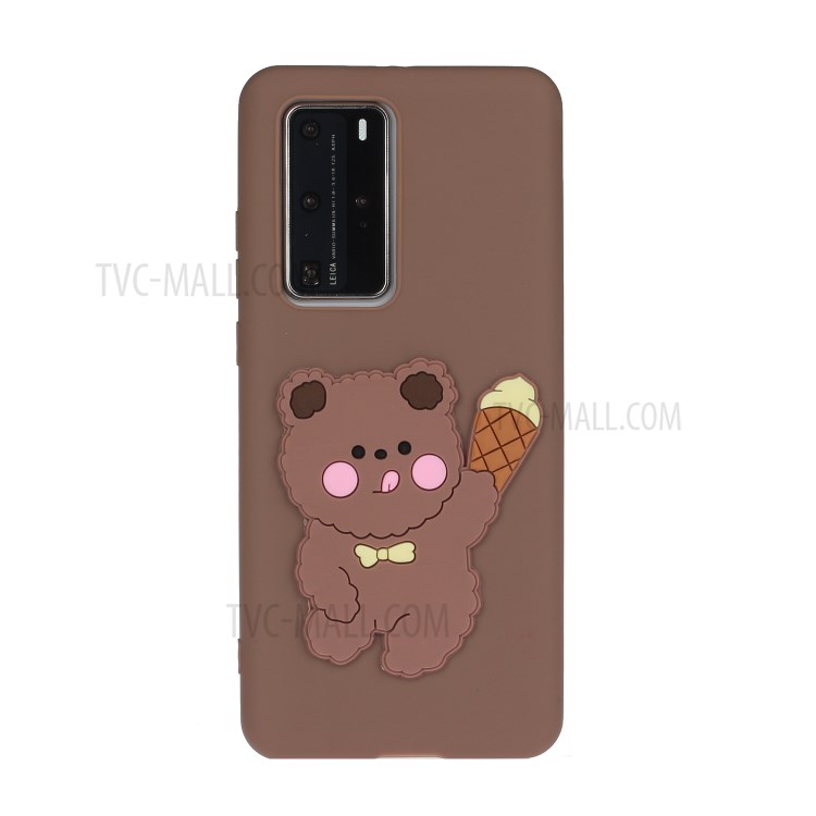 Animal Logo Decor TPU Unique Cover for Huawei P40 Pro - Bear-1