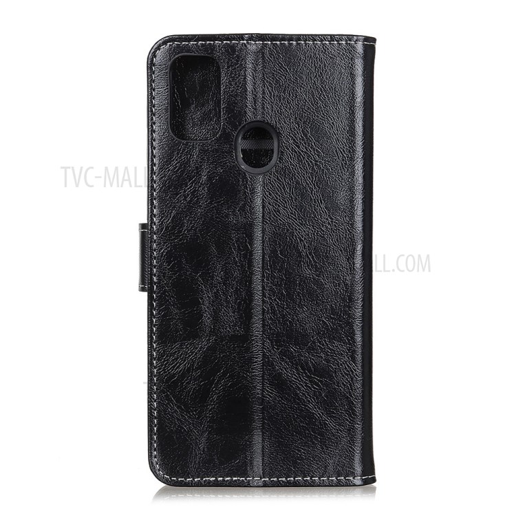 Crazy Horse Skin Wallet Leather Stand Case for Honor 9X Lite - Black-2