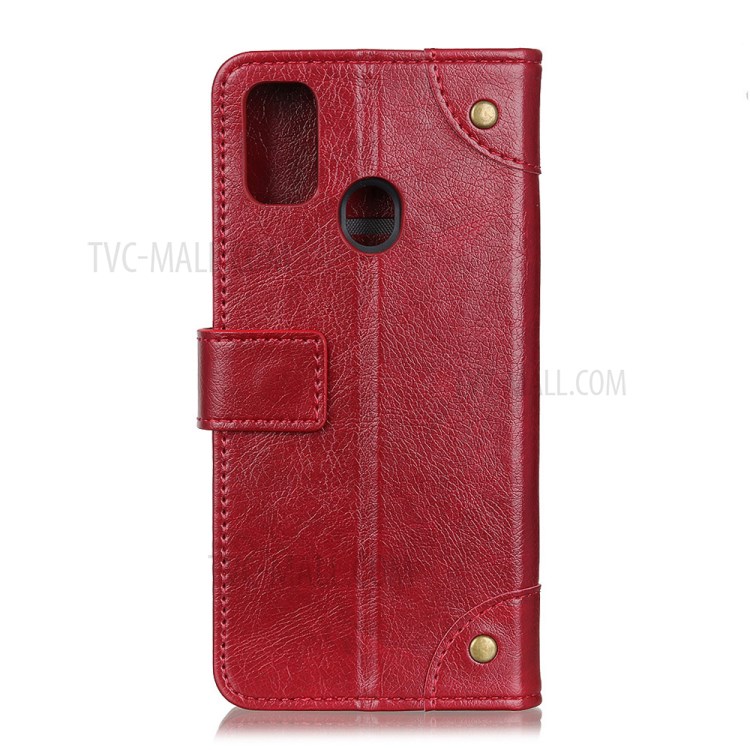 Nappa Surface Unique Wallet Leather Shell for Honor 9X Lite - Red-11