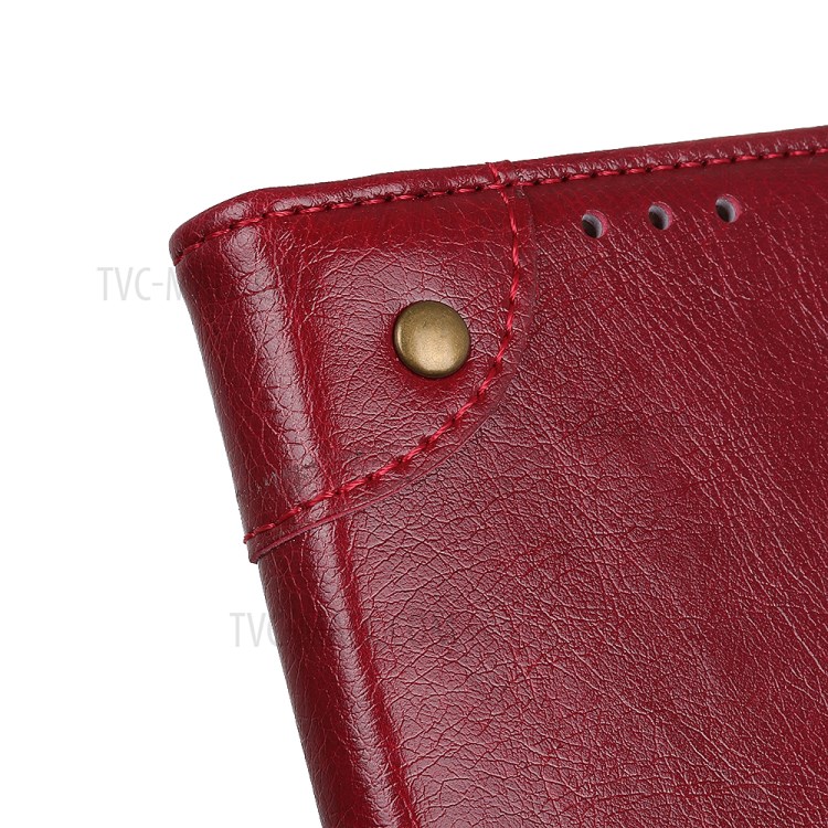 Nappa Surface Unique Wallet Leather Shell for Honor 9X Lite - Red-3