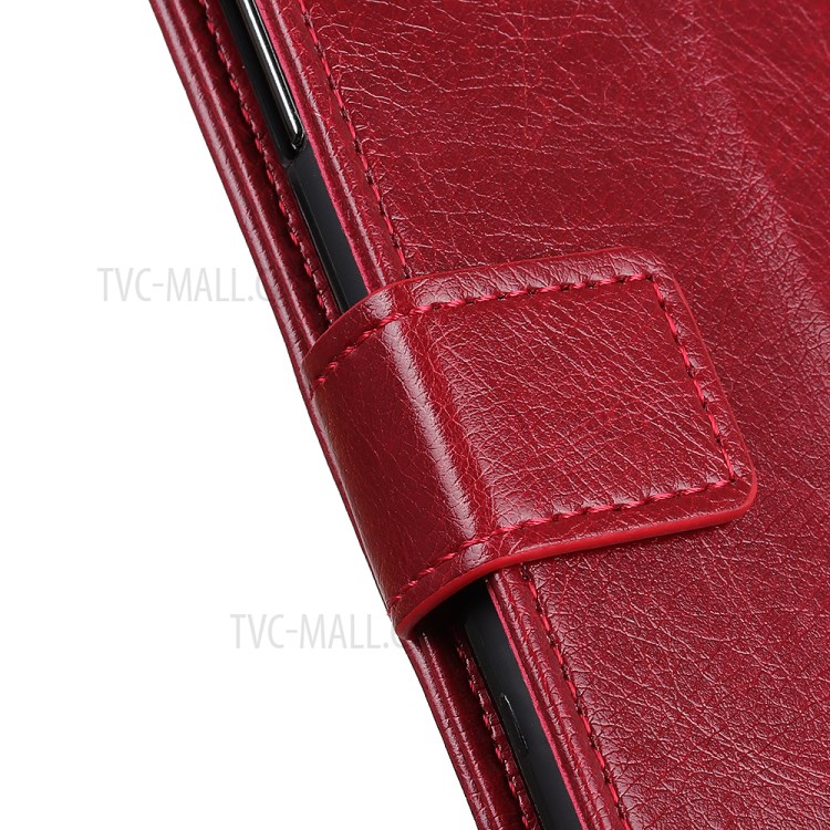 Nappa Surface Unique Wallet Leather Shell for Honor 9X Lite - Red-4