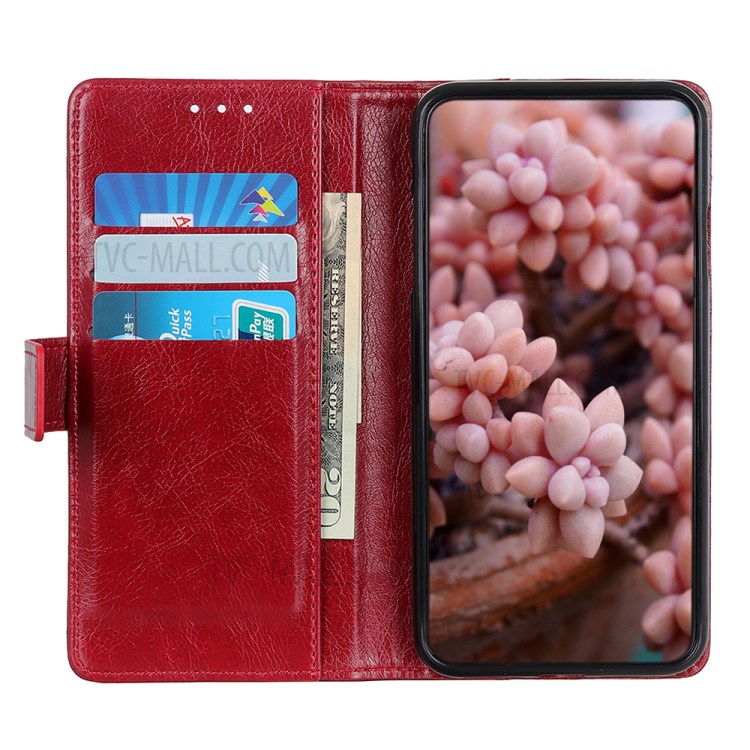 Nappa Surface Unique Wallet Leather Shell for Honor 9X Lite - Red-9