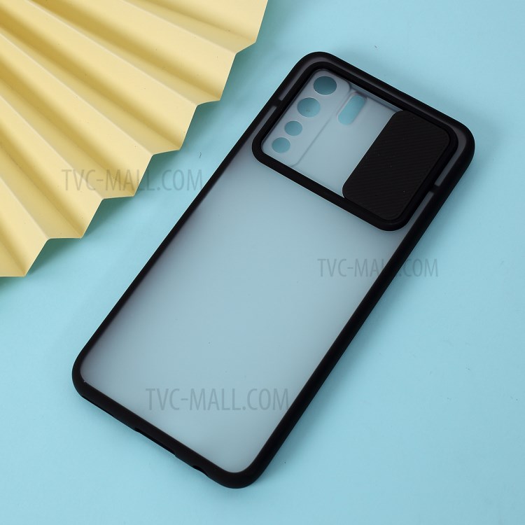 Matte PC + TPU Case with Slide Camera Cover for Huawei nova 7 SE/P40 lite 5G - Black-5