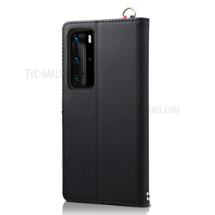 Polk Dots Style Flip Leather Phone Shell for Huawei P40 Pro - Black-2