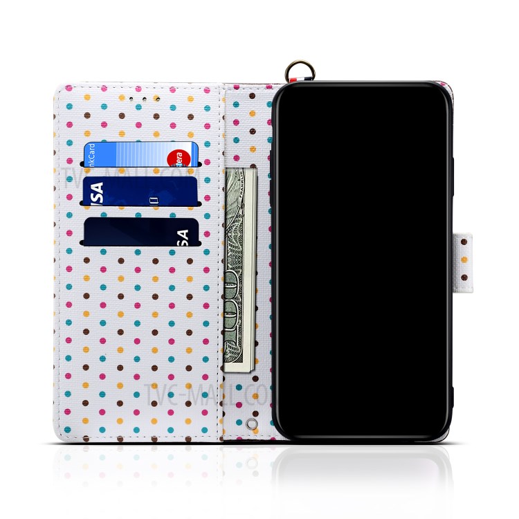 Polk Dots Style Flip Leather Phone Shell for Huawei P40 Pro - Black-4