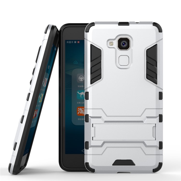 Solid PC + TPU Hybrid Case with Kickstand for Huawei Honor 5c / GT3 - Silver-2