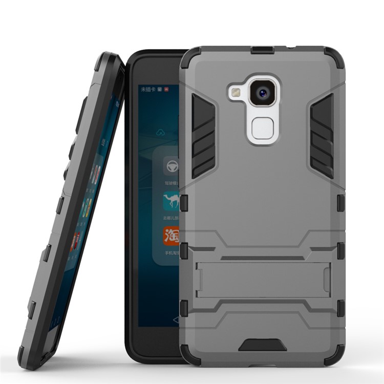 Solid PC + TPU Hybrid Shell Case with Kickstand for Huawei Honor 5c / GT3 - Grey-2