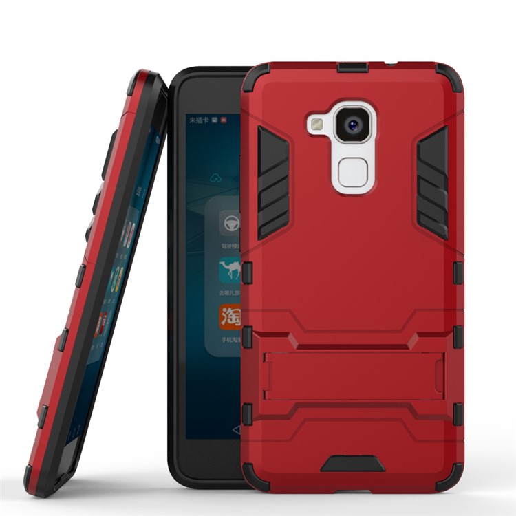 Solid PC + TPU Hybrid Case Cover with Kickstand for Huawei Honor 5c / GT3 - Red-2