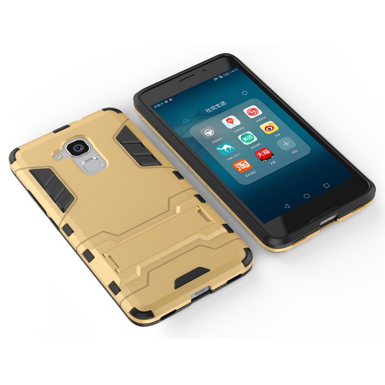 Solid PC + TPU Hybrid Cover Case with Kickstand for Huawei Honor 5c / GT3 - Gold-2