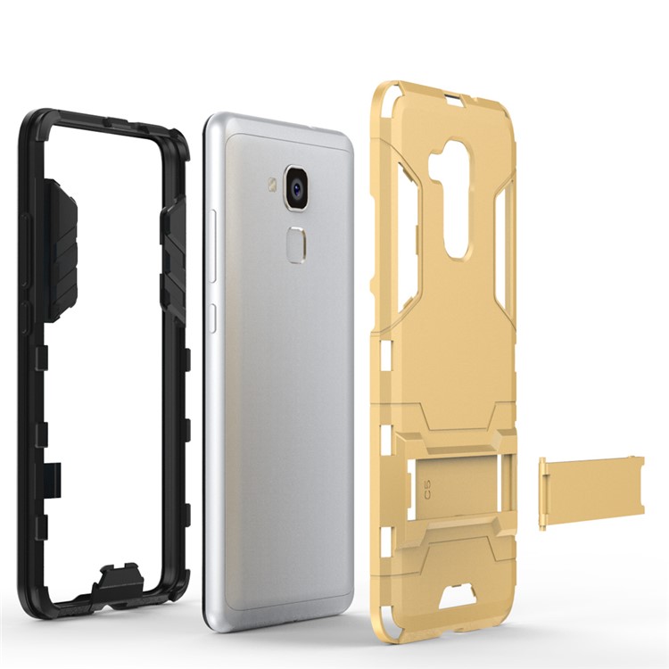 Solid PC + TPU Hybrid Cover Case with Kickstand for Huawei Honor 5c / GT3 - Gold-5