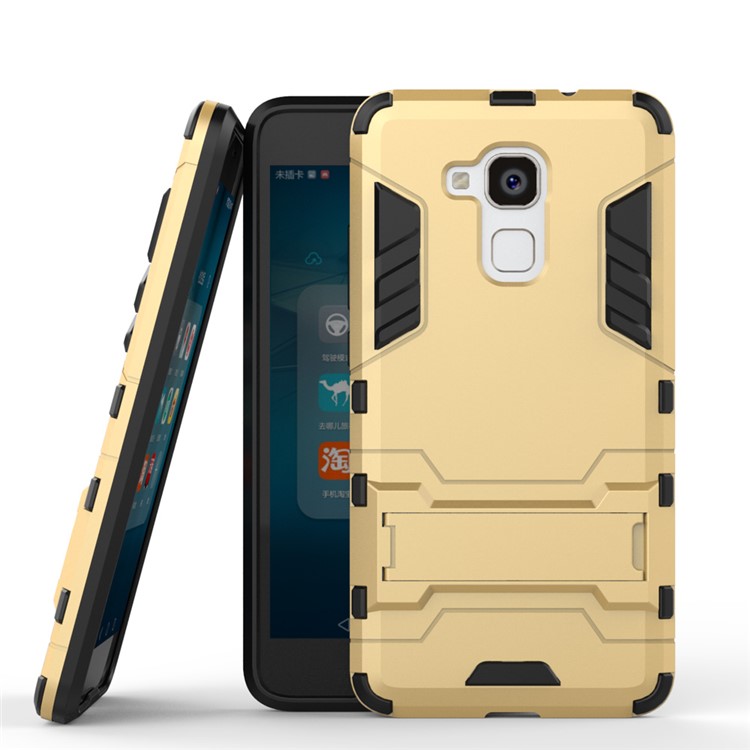 Solid PC + TPU Hybrid Cover Case with Kickstand for Huawei Honor 5c / GT3 - Gold-6