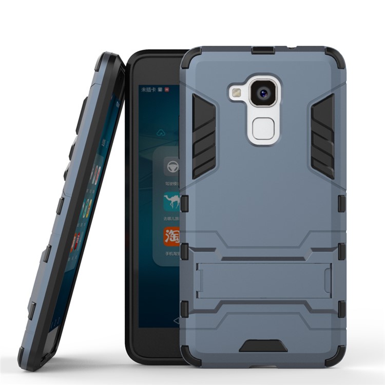 Solid PC + TPU Hybrid Cover Case with Kickstand for Huawei Honor 5c / GT3 - Dark Blue-2