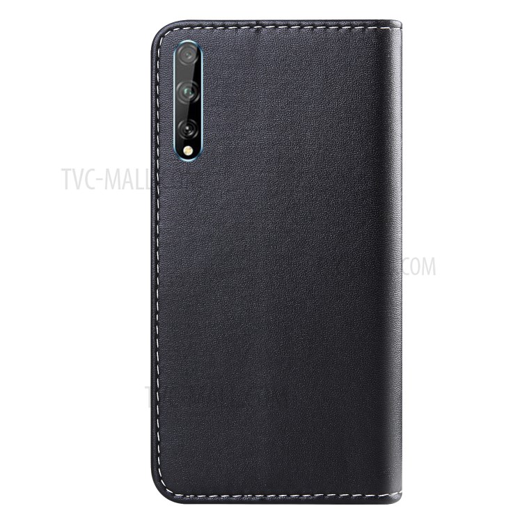 Three-color Splicing Leather Wallet Case for Huawei Y8p/Enjoy 10s - Black/White/Grey-3