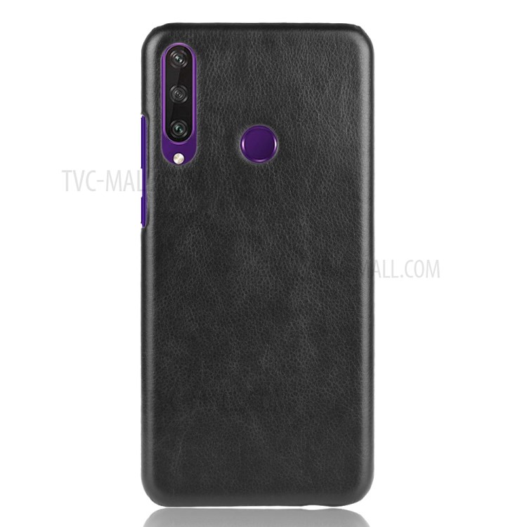 Litchi Texture PU Leather Coated Plastic Cover for Huawei Y6p - Black-2