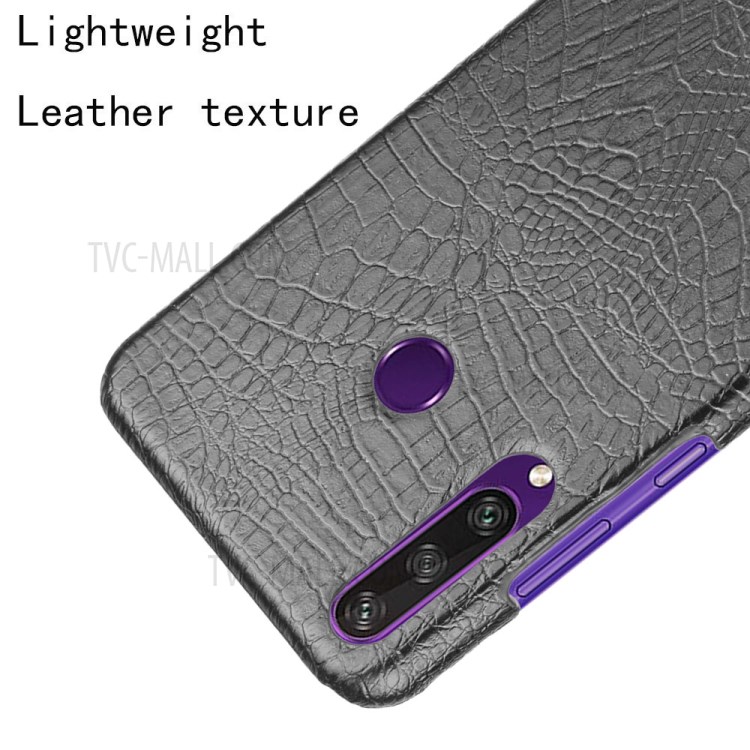 Crocodile Texture PU Leather Coated PC Case for Huawei Y6p - Black-4