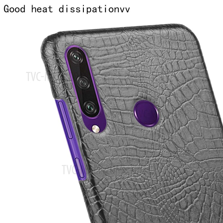 Crocodile Texture PU Leather Coated PC Case for Huawei Y6p - Black-5