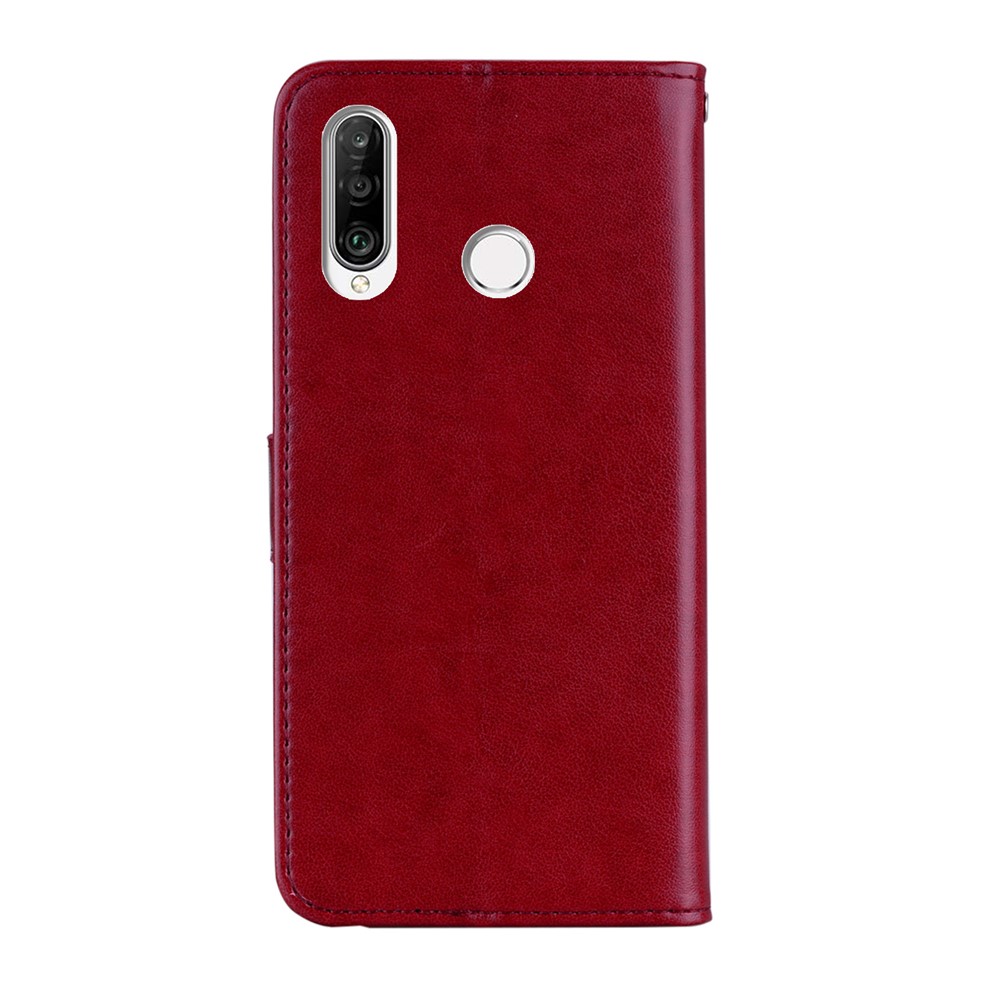 Owl Imprint Rhinestone Decor Leather Phone Cover Case for Huawei Y6p - Red-3