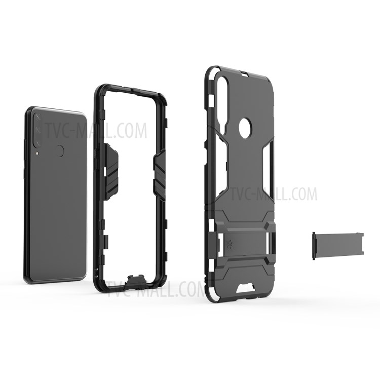 Cool Guard PC + TPU Protective Shell with Kickstand for Huawei Y6P - Black-2
