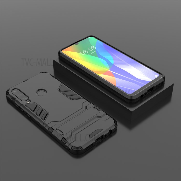 Cool Guard PC + TPU Protective Shell with Kickstand for Huawei Y6P - Black-6