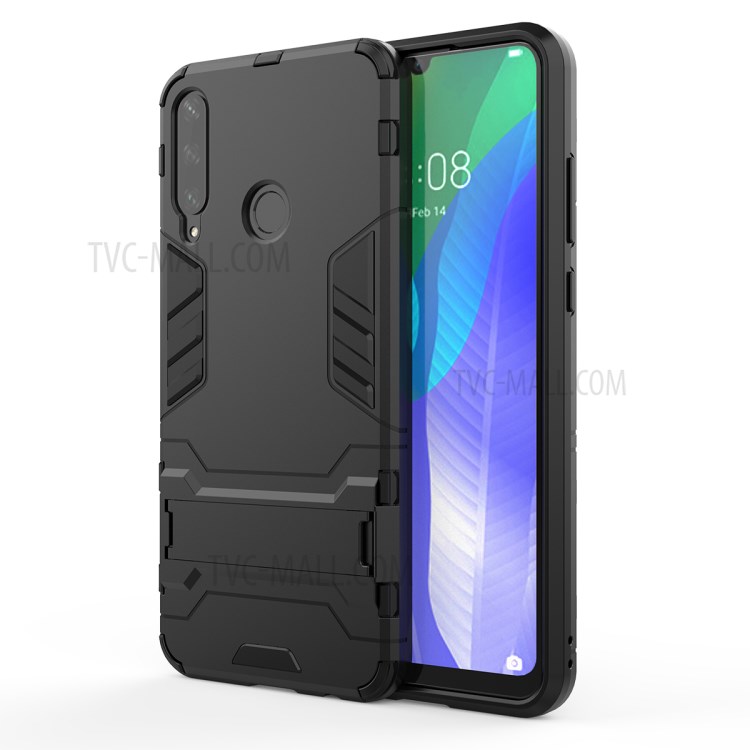Cool Guard PC + TPU Protective Shell with Kickstand for Huawei Y6P - Black-7