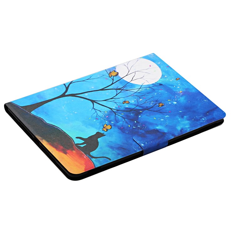 Slots De Cartão De Impressão Padrão De Ficar Caso Inteligente Couro Para Huawei MediaPad M5 Lite 10 - Árvore E Gato-4