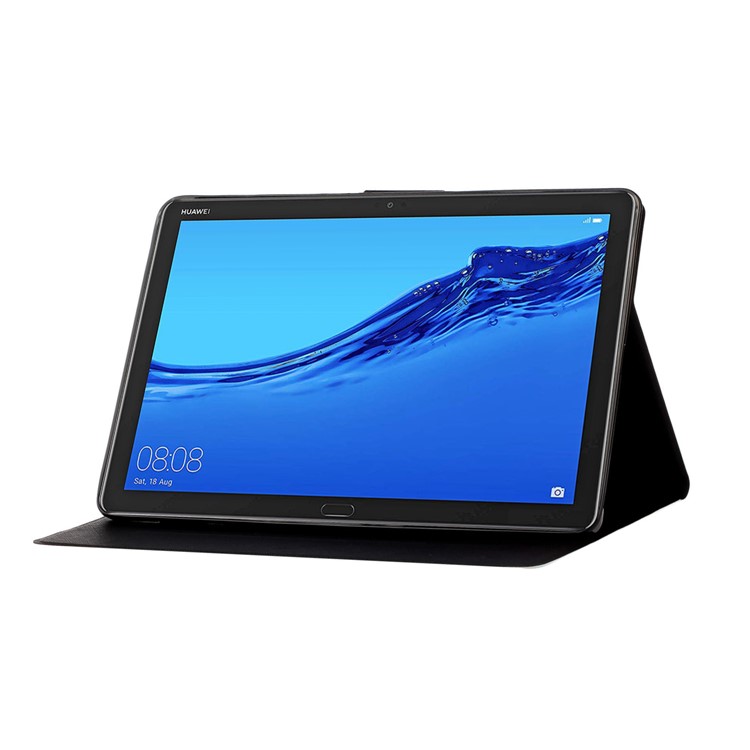 Slots De Cartão De Impressão Padrão De Ficar Caso Inteligente Couro Para Huawei MediaPad M5 Lite 10 - Árvore E Gato-7