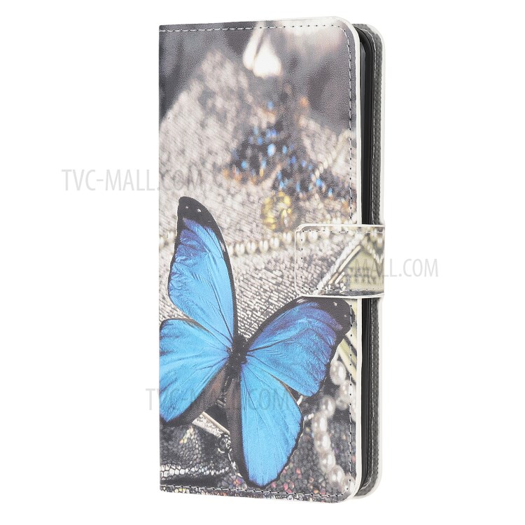 Pattern Printing Wallet Stand Leather Shell for Huawei Y5p/Honor 9S - Blue Butterfly-2