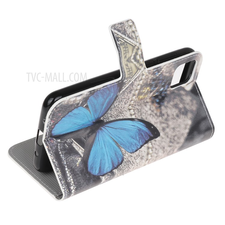 Pattern Printing Wallet Stand Leather Shell for Huawei Y5p/Honor 9S - Blue Butterfly-4