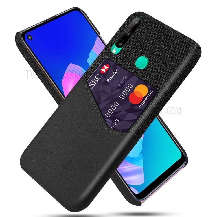 KSQ PC + PU + Cloth Hybrid Back Shell with Card Slot for Huawei P40 lite E/Y7p - Black-1