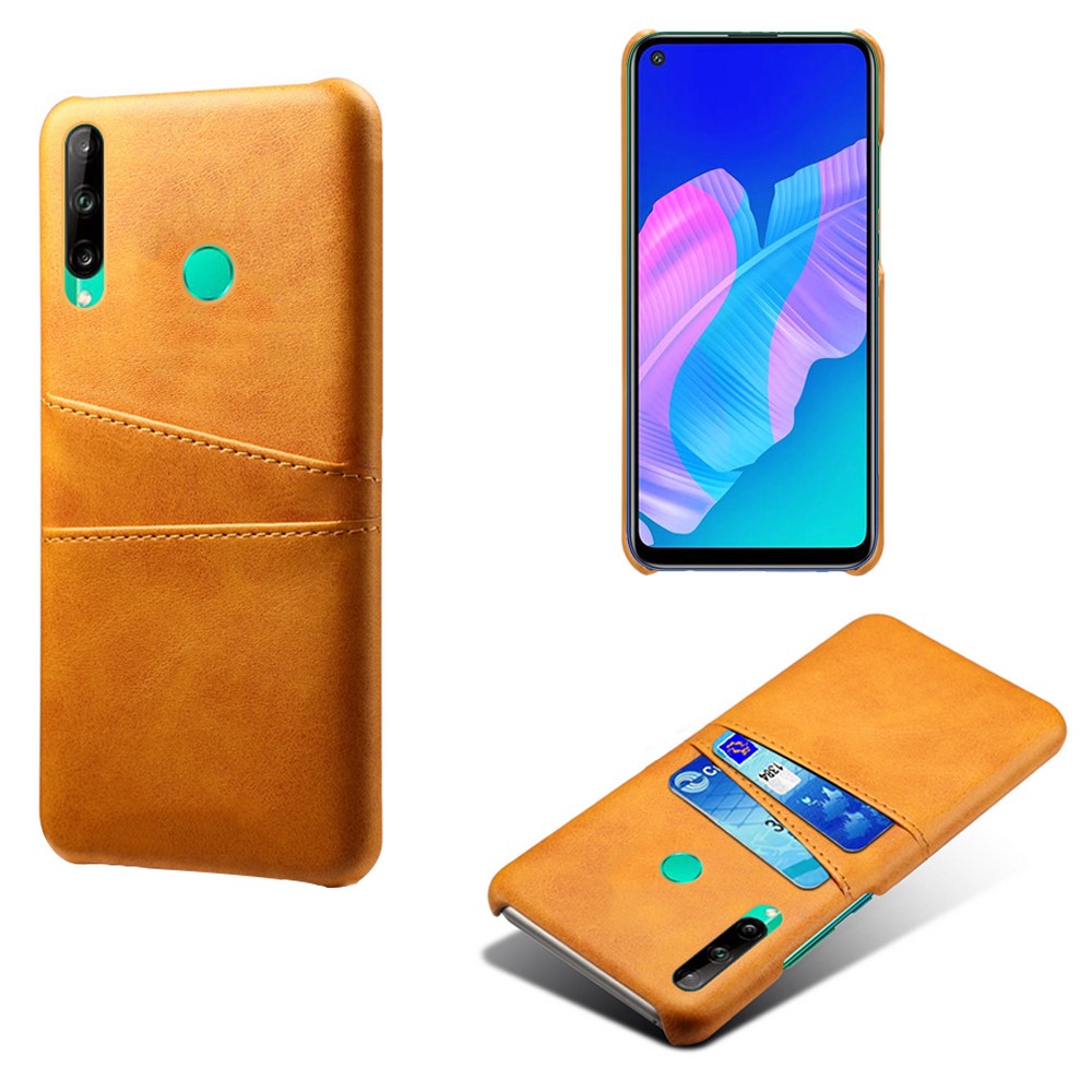 KSQ PU Leather Coated PC Case with Double Card Slots for Huawei P40 lite E/Y7p - Brown-1