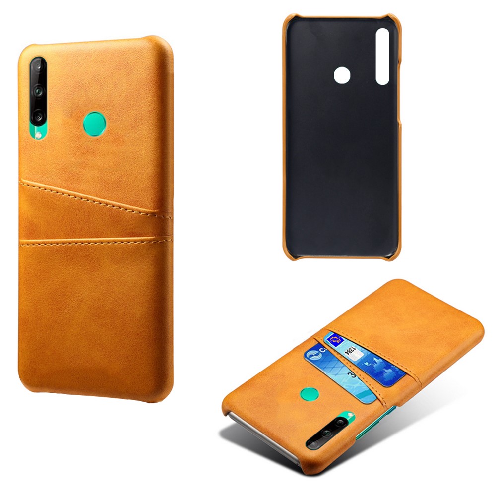 KSQ PU Leather Coated PC Case with Double Card Slots for Huawei P40 lite E/Y7p - Brown-2
