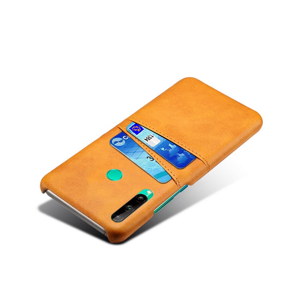 KSQ PU Leather Coated PC Case with Double Card Slots for Huawei P40 lite E/Y7p - Brown-4