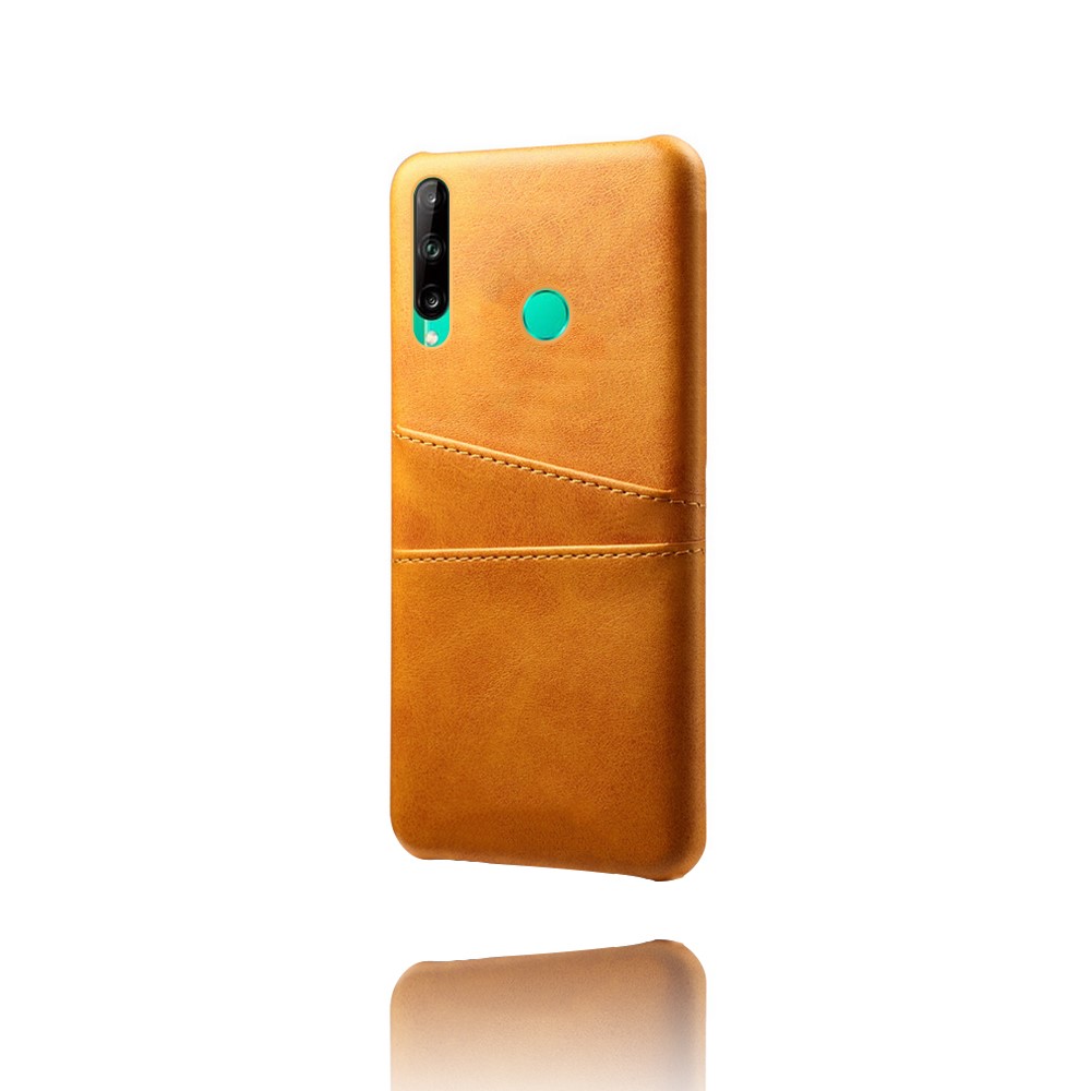 KSQ PU Leather Coated PC Case with Double Card Slots for Huawei P40 lite E/Y7p - Brown-5