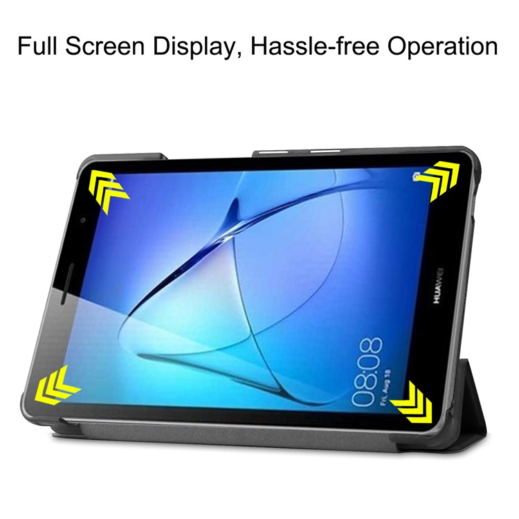 Tri-fold Leather Stand Case for Huawei MatePad T8 - Black-4
