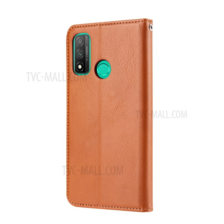 Auto-absorbed PU Leather Stand Wallet Phone Case for Huawei P smart 2020 - Light Brown-3