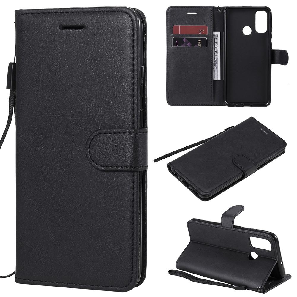 Carteira De Couro Caso De Telefone Suporte Para P Huawei Smart 2020 - Preto-1