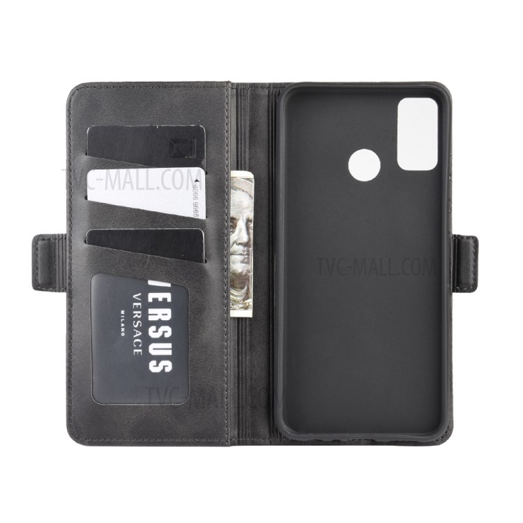 Caso De Telefone Celular Carteira Dupla Magnética Couro Fecho De Honra 9X Lite - Preto-4