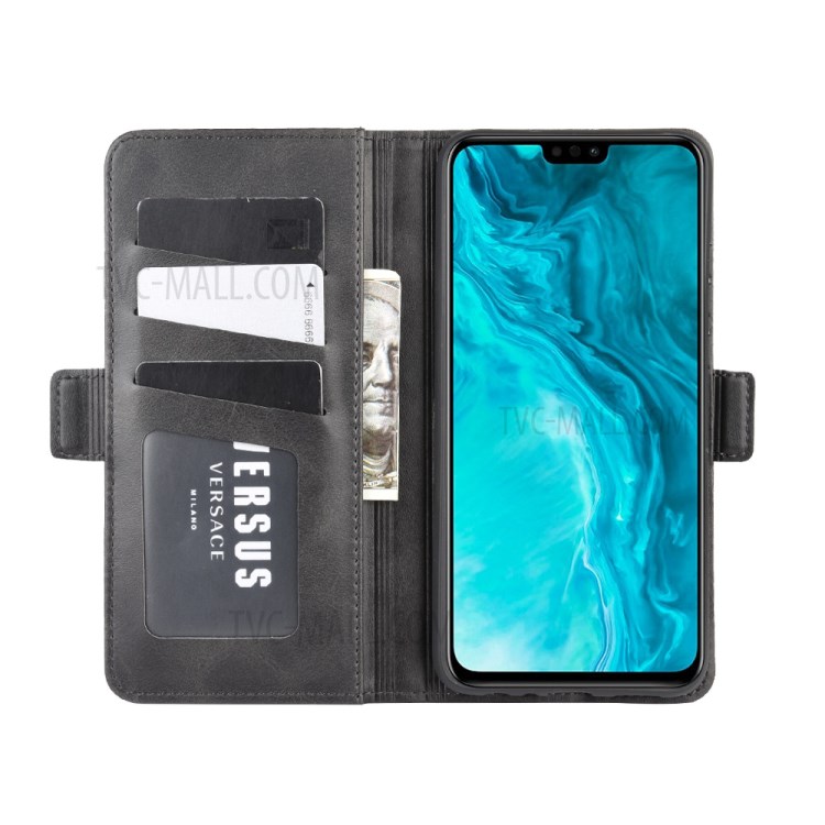 Caso De Telefone Celular Carteira Dupla Magnética Couro Fecho De Honra 9X Lite - Preto-5