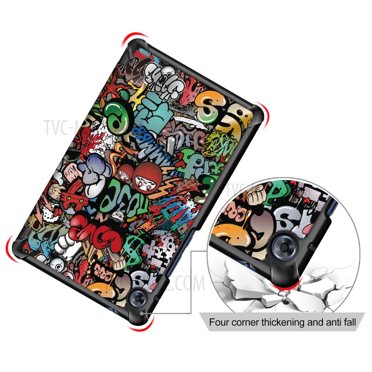 Pattern Printing Tri-fold Leather Cover for Huawei MatePad T8/C3 8.0 2020 - Cartoon Graffiti-6