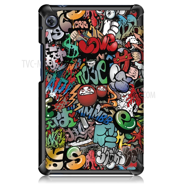 Pattern Printing Tri-fold Leather Cover for Huawei MatePad T8/C3 8.0 2020 - Cartoon Graffiti-9