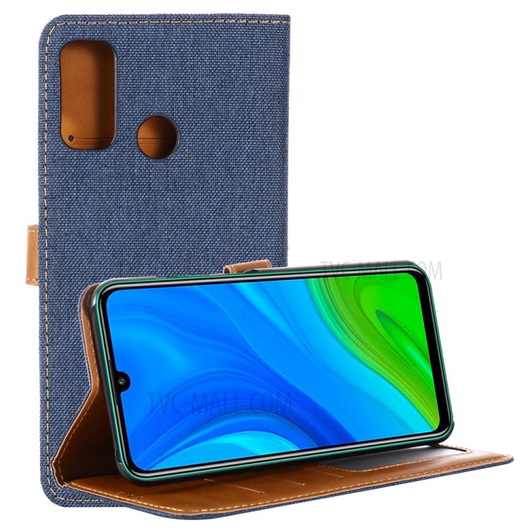 Jeans Cloth Leather Flip Cover for Huawei P smart 2020 - Dark Blue-1