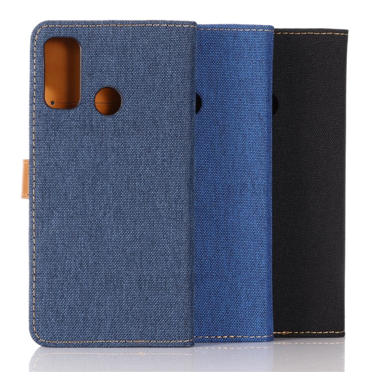 Jeans Cloth Leather Flip Cover for Huawei P smart 2020 - Dark Blue-11