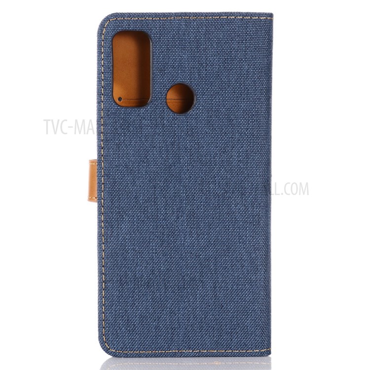 Jeans Cloth Leather Flip Cover for Huawei P smart 2020 - Dark Blue-3