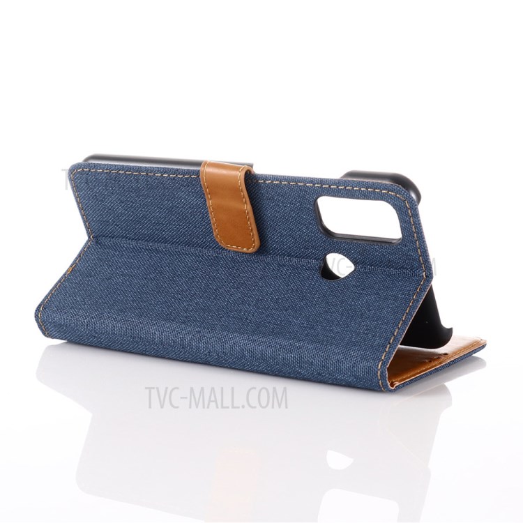 Jeans Cloth Leather Flip Cover for Huawei P smart 2020 - Dark Blue-7