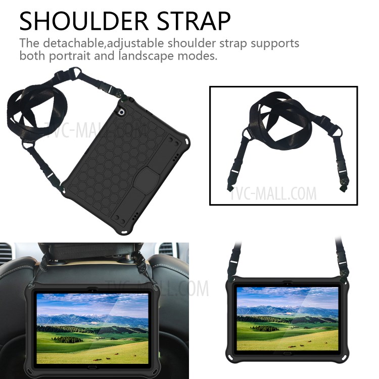 Honeycomb Texture EVA Tablet Shell with Shoulder Strap for Huawei MediaPad T5 10.1 - Black-2