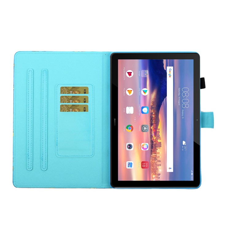 Pattern Printing Card Slots Stand Flip Leather Protective Cover for Huawei MediaPad T5 10.1 - Little Lion-9