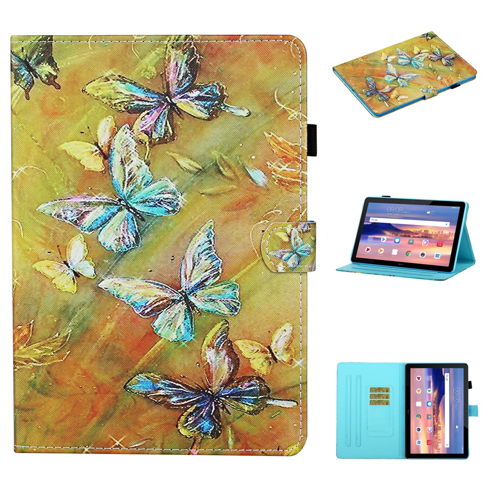 Pattern Printing Card Slots Stand Flip Leather Protective Cover for Huawei MediaPad T5 10.1 - Butterfly-1
