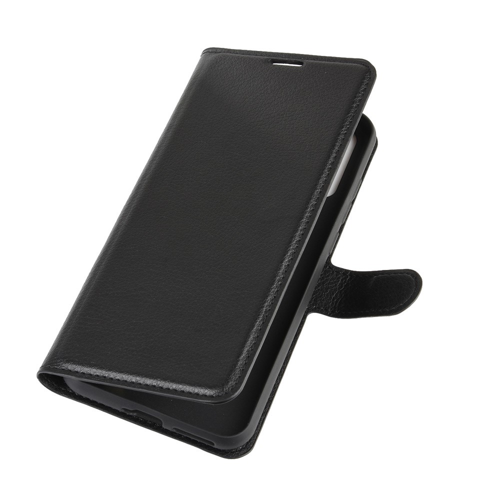 Caso Couro Concha Superfície Lichia Para Visualizar Wiko 4/4 Vista Lite - Preto-3